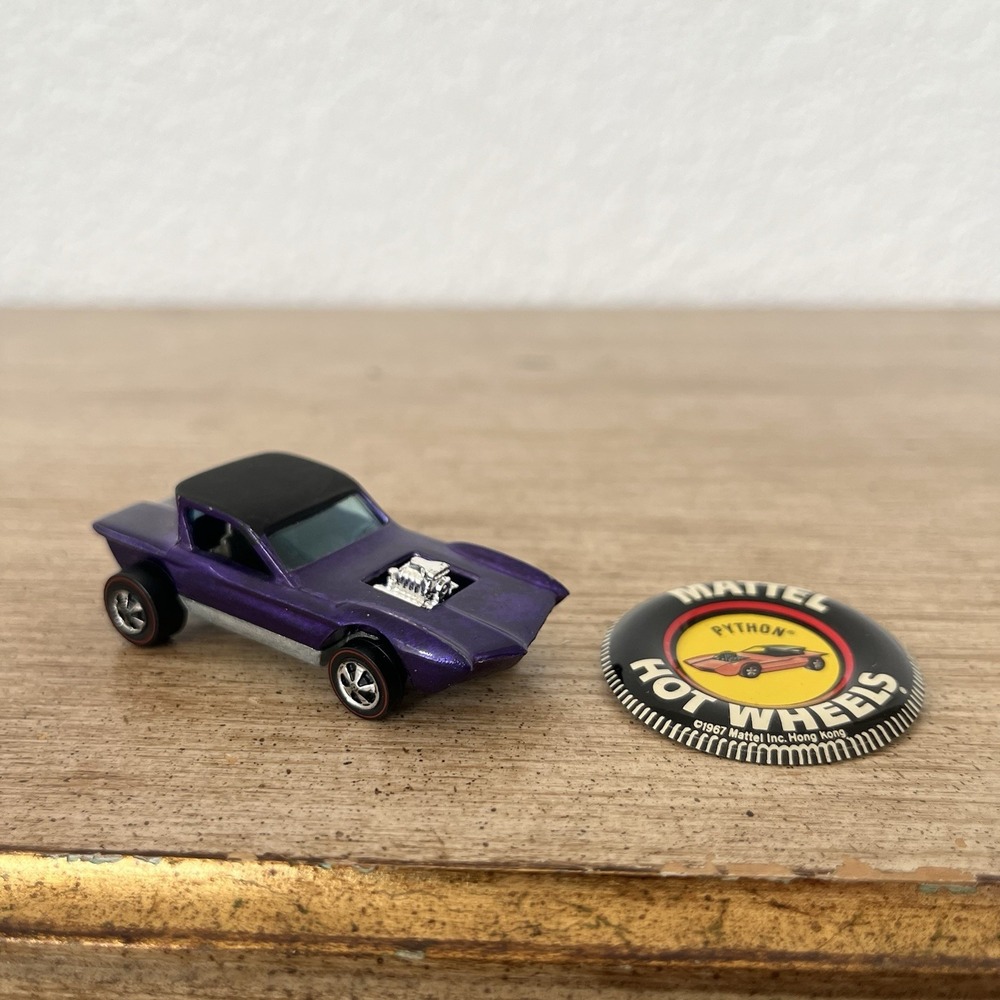 1967 Hot Wheels Redline Python Purple Black Roof Hong Kong Vintage Mattel
